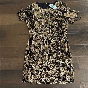 INC International Concepts Black and Gold Sequin Top